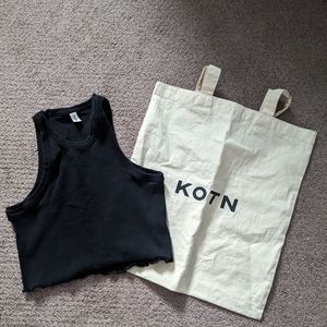 KOTN black cropped racer tank with tote bag